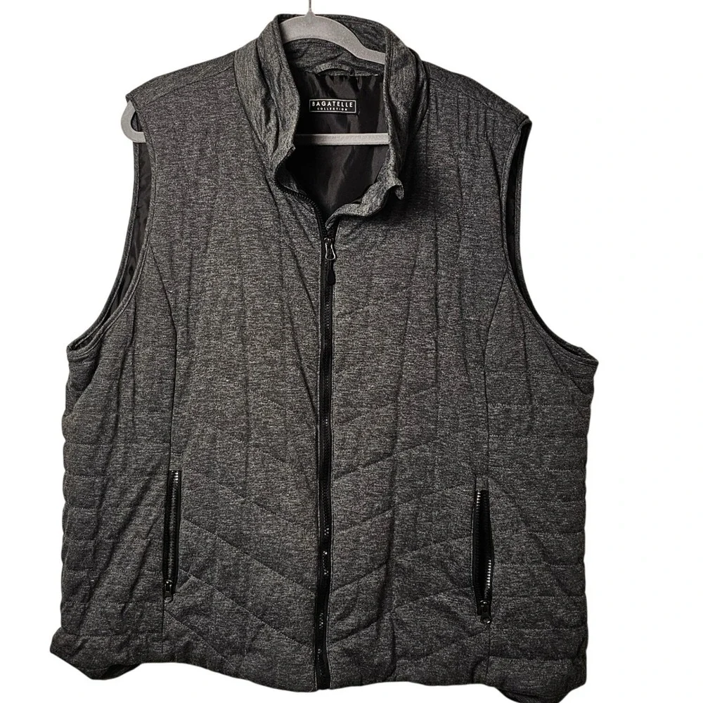 Bagatelle Collection‎ Men's Quilted Vest Gray XL Full Zip Lightweight EUC